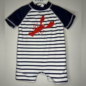 Gymboree Navy and White Striped Lobster Rashguard swim suit. 6-12M SKU A9
